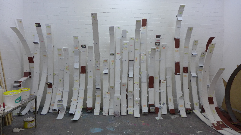 Atelierabnsicht,Aufhängekonstruktion, orbit, Foyer im REZ DKFZ, Heidelberg